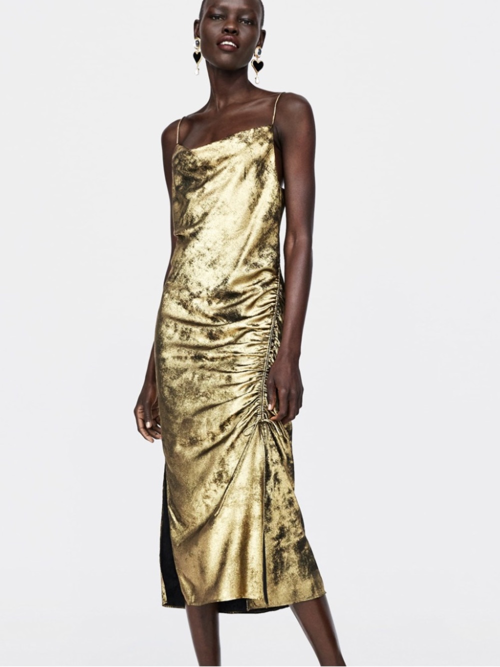 Zara Lingerie-Style Metallic Dress